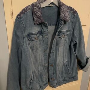 Style and Co. ladies, denim jacket with bandanna, trim, size L